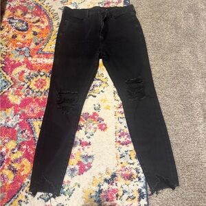 American Eagle Outfitters Black Skinny Jeans with Distressed Details